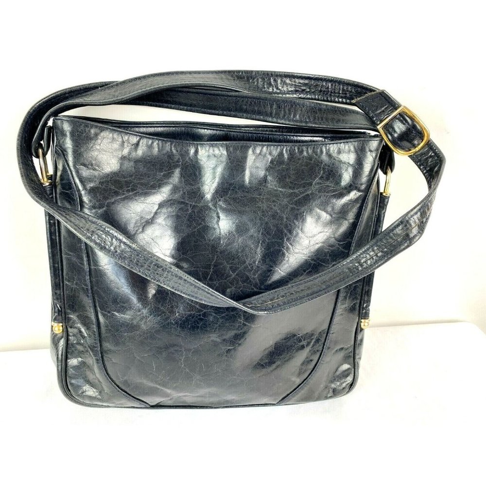 Vintage BALLY Black Luxurious Leather Medium Crossbody Shoulder Handbag Purse